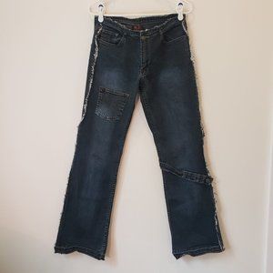 G.Z Gazoz  Artsy Denim Y2K Jeans Size 33 Flare Rugged Patched